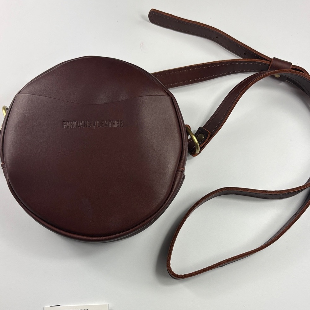 PORTLAND LEATHER Round Crossbody Bag - Deep Brown (NWOT)